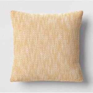 Yellow Textured Square‎ Throw Pillow Boho Farmhouse Accent Home Decor